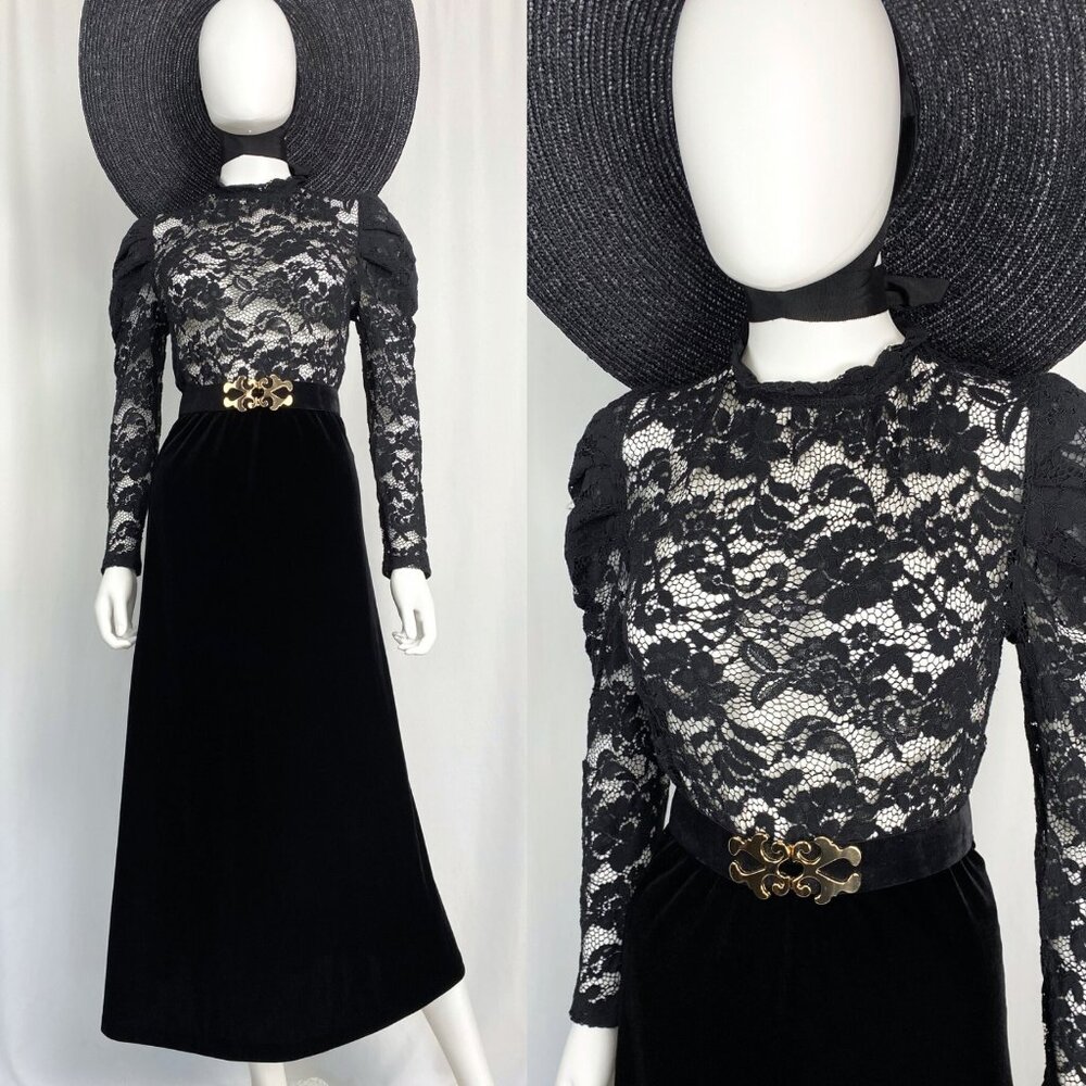 Vintage Y2K Adiva gothic puff sleeve Victorian lace blouse medium